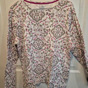 Croft & Barrow Long-Sleeve T-Shirt; Pure Cotton; Women's Sz Large; EUC